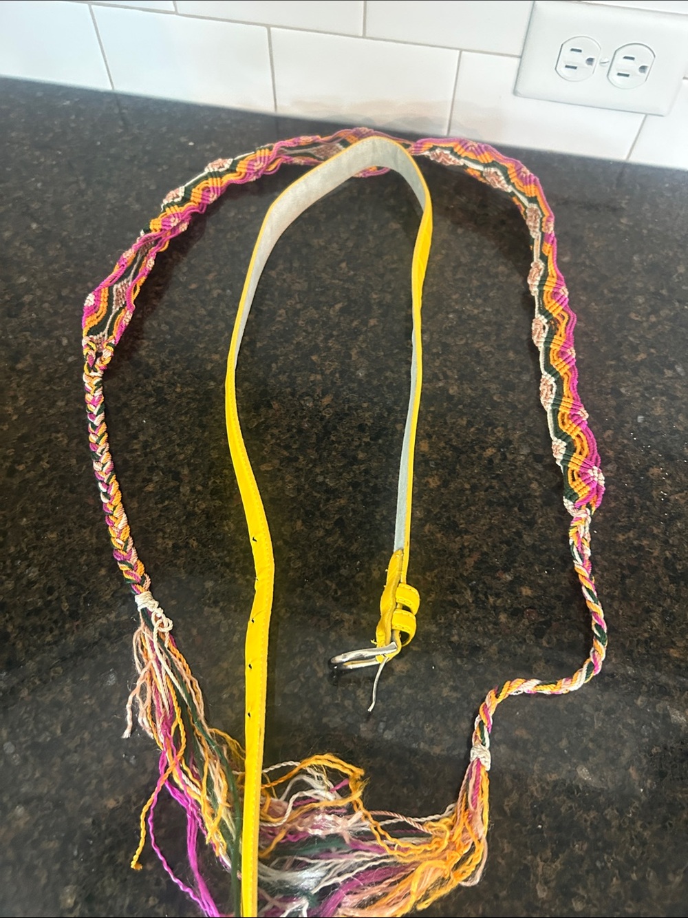 Yellow Braided Multicolor Tassel Belt - Women Accessories